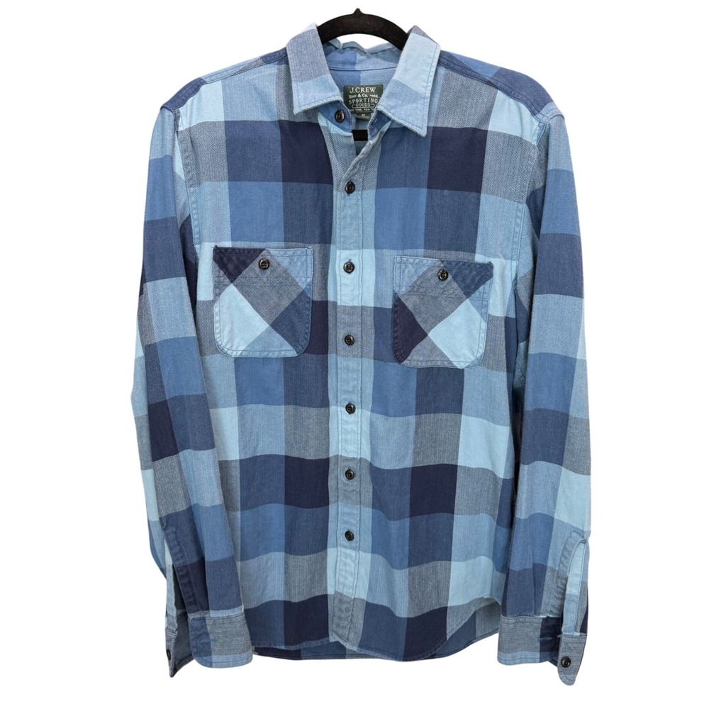 J.Crew Sporting Goods Mens Blue Plaid Button Down Long Sleeve Shirt Medium